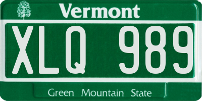 VT license plate XLQ989