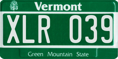 VT license plate XLR039