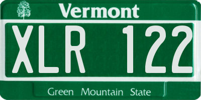 VT license plate XLR122