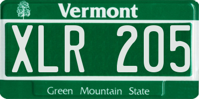 VT license plate XLR205