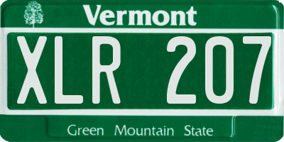 VT license plate XLR207