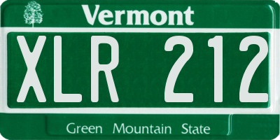 VT license plate XLR212