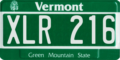 VT license plate XLR216