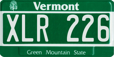 VT license plate XLR226