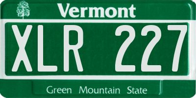 VT license plate XLR227