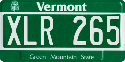 VT license plate XLR265