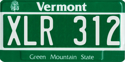 VT license plate XLR312