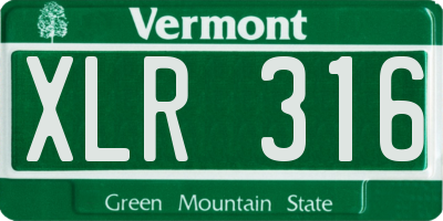 VT license plate XLR316