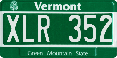 VT license plate XLR352