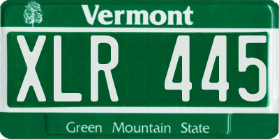 VT license plate XLR445