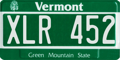 VT license plate XLR452