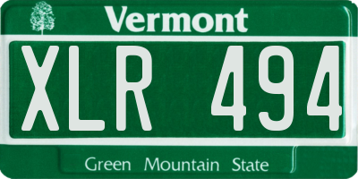 VT license plate XLR494