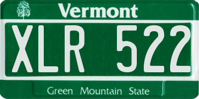 VT license plate XLR522