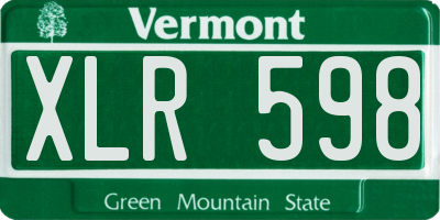VT license plate XLR598