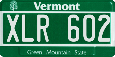 VT license plate XLR602