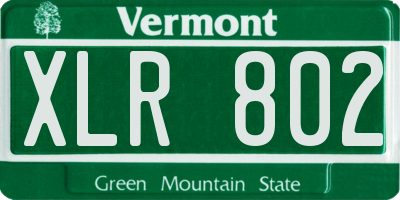 VT license plate XLR802