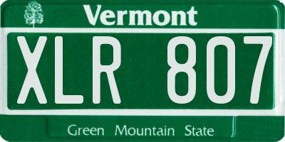 VT license plate XLR807