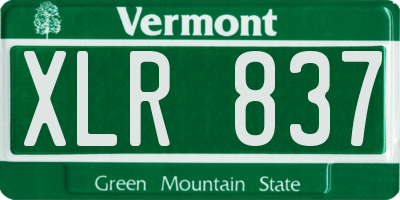 VT license plate XLR837