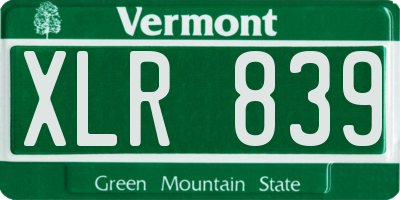 VT license plate XLR839