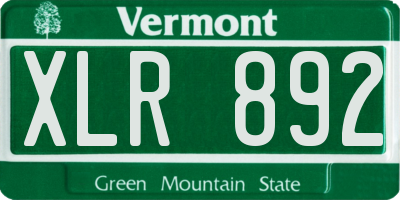 VT license plate XLR892
