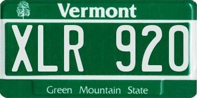 VT license plate XLR920