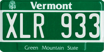 VT license plate XLR933