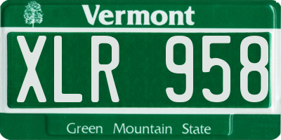 VT license plate XLR958