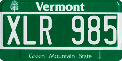 VT license plate XLR985