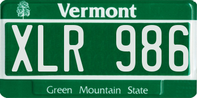 VT license plate XLR986