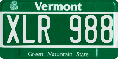 VT license plate XLR988