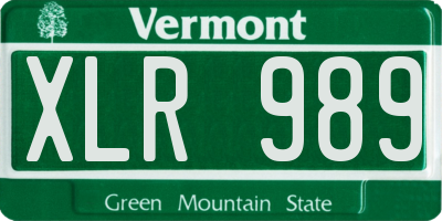 VT license plate XLR989