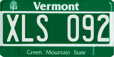VT license plate XLS092