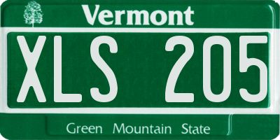 VT license plate XLS205
