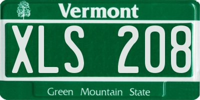 VT license plate XLS208