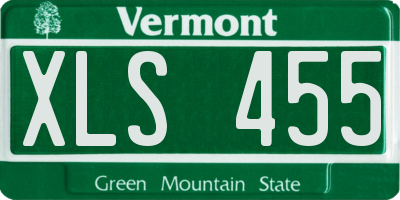 VT license plate XLS455
