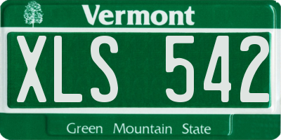 VT license plate XLS542