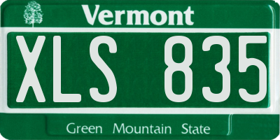 VT license plate XLS835