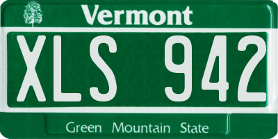 VT license plate XLS942
