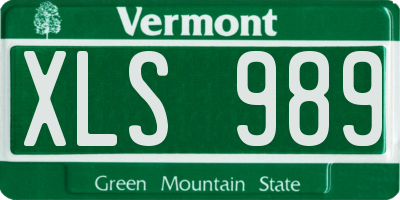 VT license plate XLS989