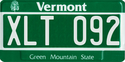 VT license plate XLT092