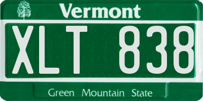 VT license plate XLT838