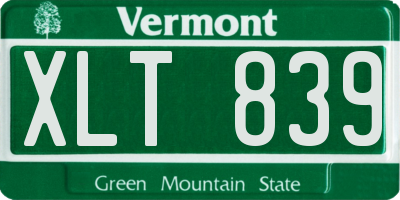 VT license plate XLT839