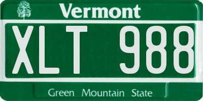 VT license plate XLT988
