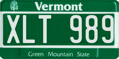 VT license plate XLT989