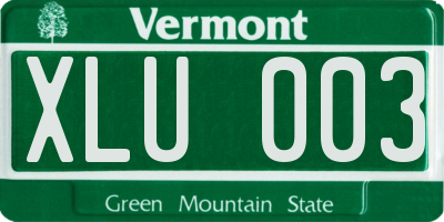 VT license plate XLU003