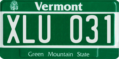 VT license plate XLU031