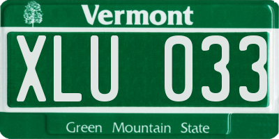 VT license plate XLU033