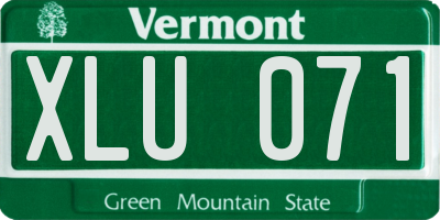 VT license plate XLU071