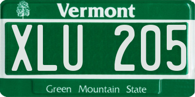 VT license plate XLU205
