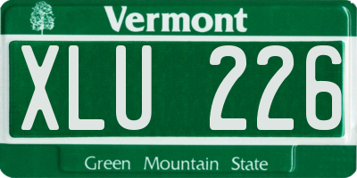 VT license plate XLU226
